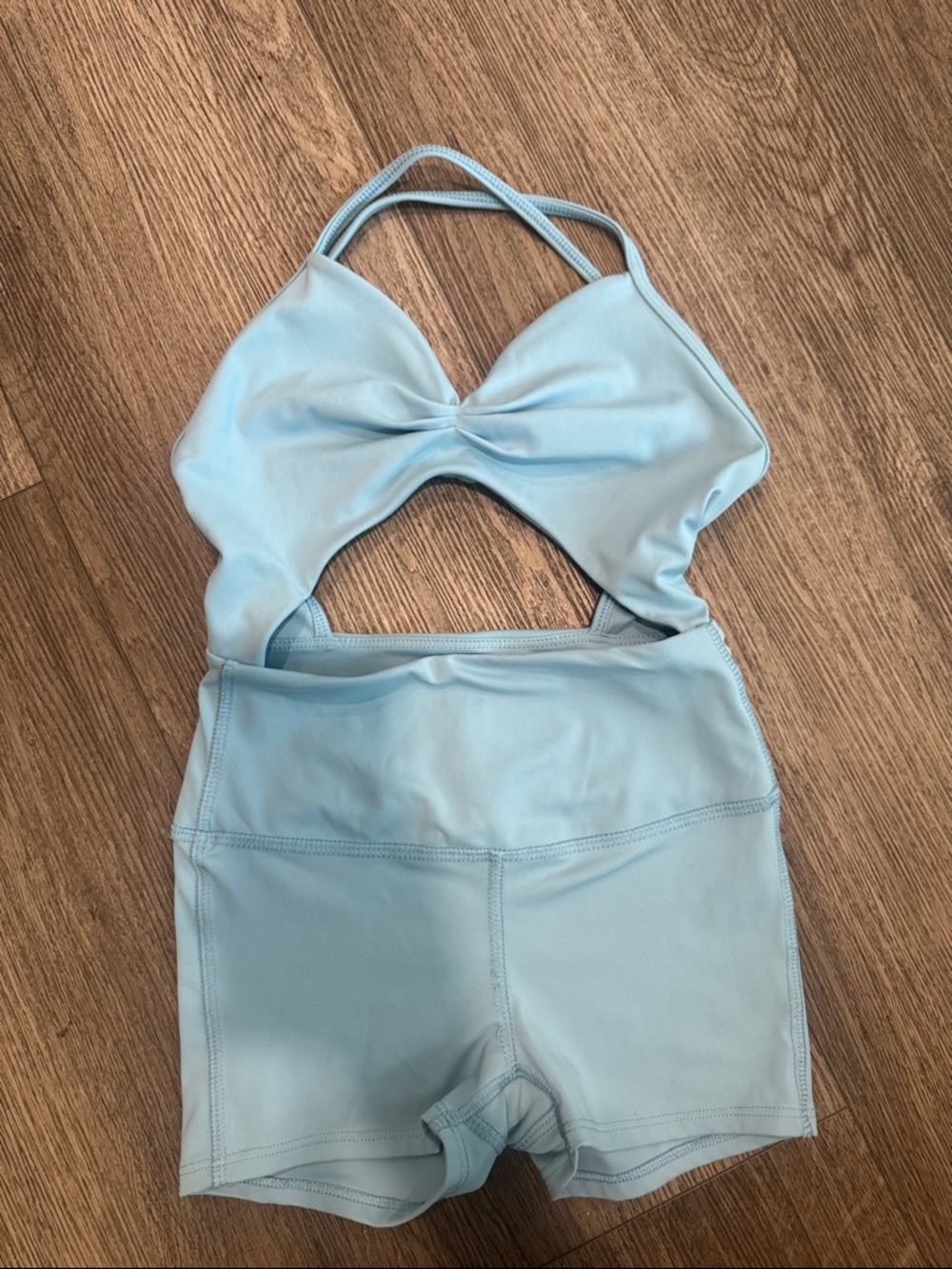 Light Blue Girls' One-Piece Cutout Dance Bodysuit
